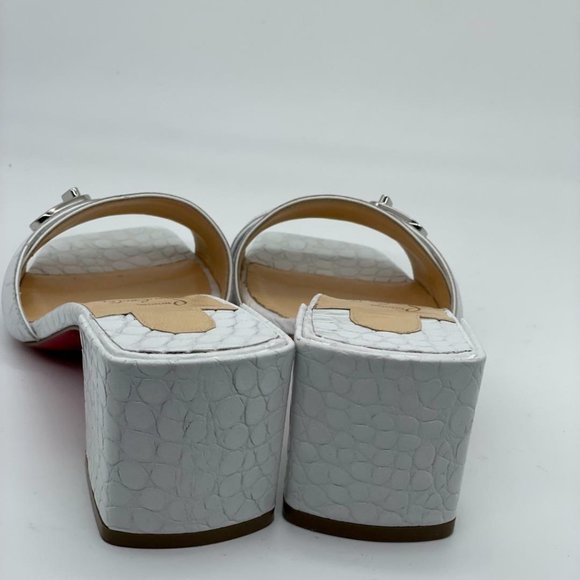 Christian Louboutin LOCK ART 55 Croc Leather Mule Sandals Block Heel Shoes - Picture 10 of 12
